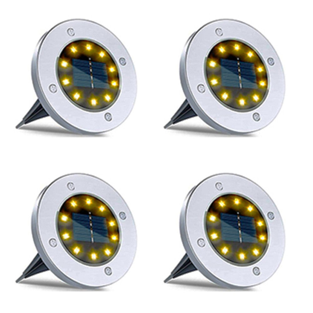 4Pcs 10LEDs Solar Ground Lights Garden Yard Decor Warm Lights