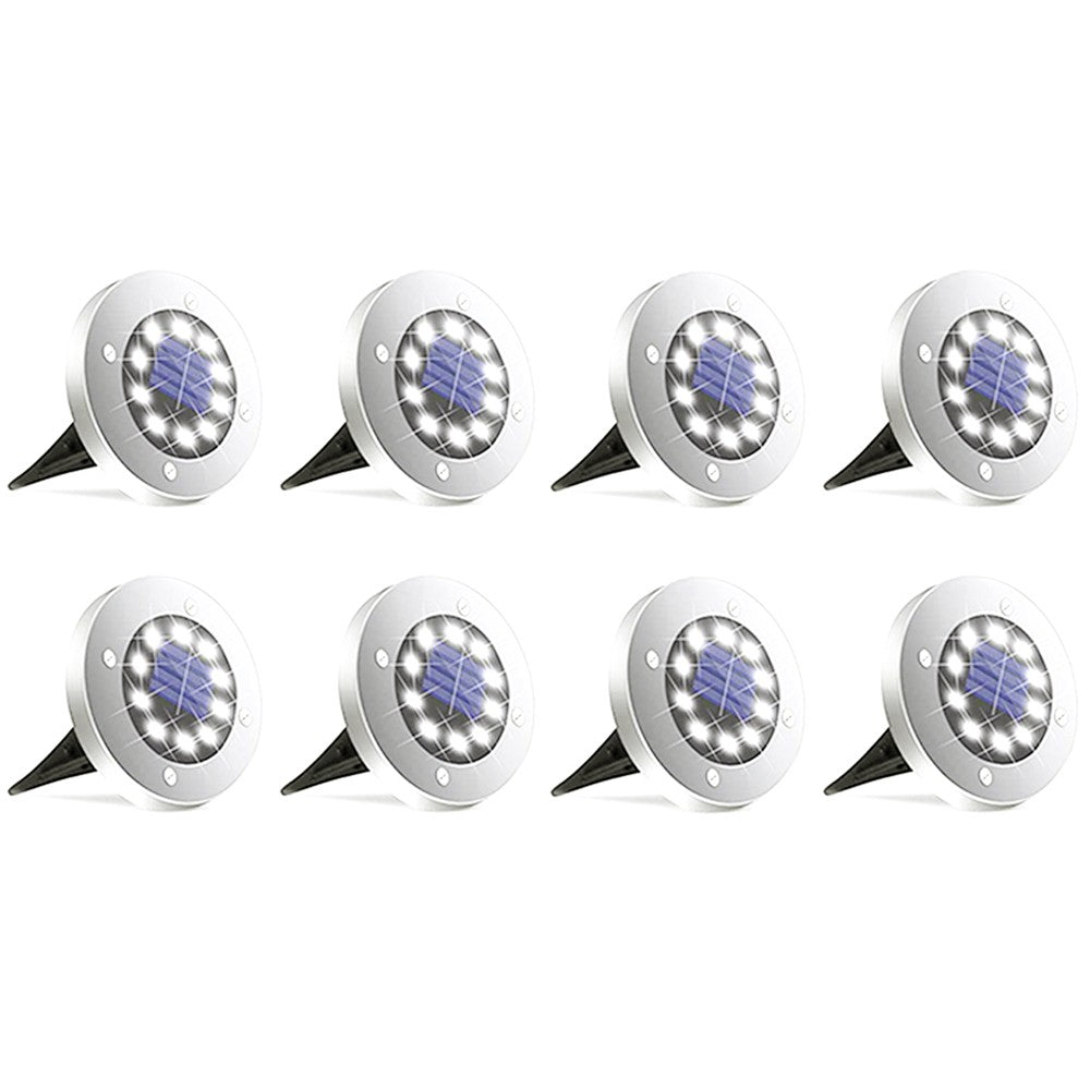 8Pcs 10LEDs Solar Ground Lights Garden Yard Decor White Lights