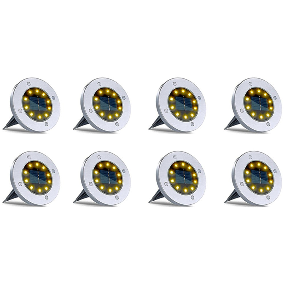 8Pcs 10LEDs Solar Ground Lights Garden Yard Decor Warm Lights
