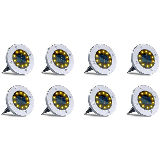 8Pcs 10LEDs Solar Ground Lights Garden Yard Decor Warm Lights
