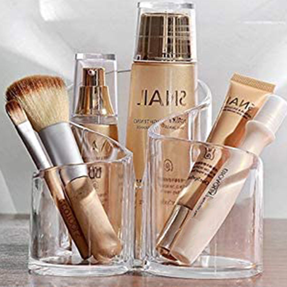 3 Compartment Makeup Organizer Makeup Brushes Stand Transparent Home Decor