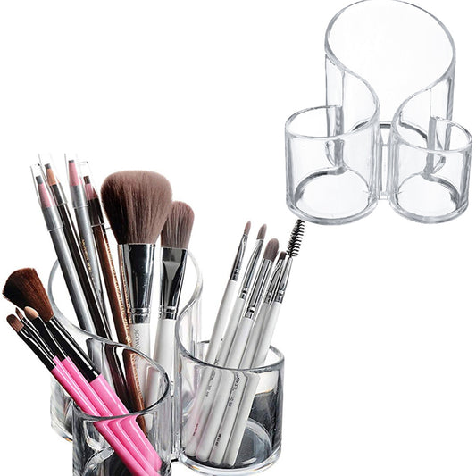 2 X 3 Compartment Makeup Organizer Makeup Brushes Stand Transparent Home Decor