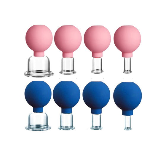 2X 4Pcs Facial and Body Cupping Therapy Set Blue Pink