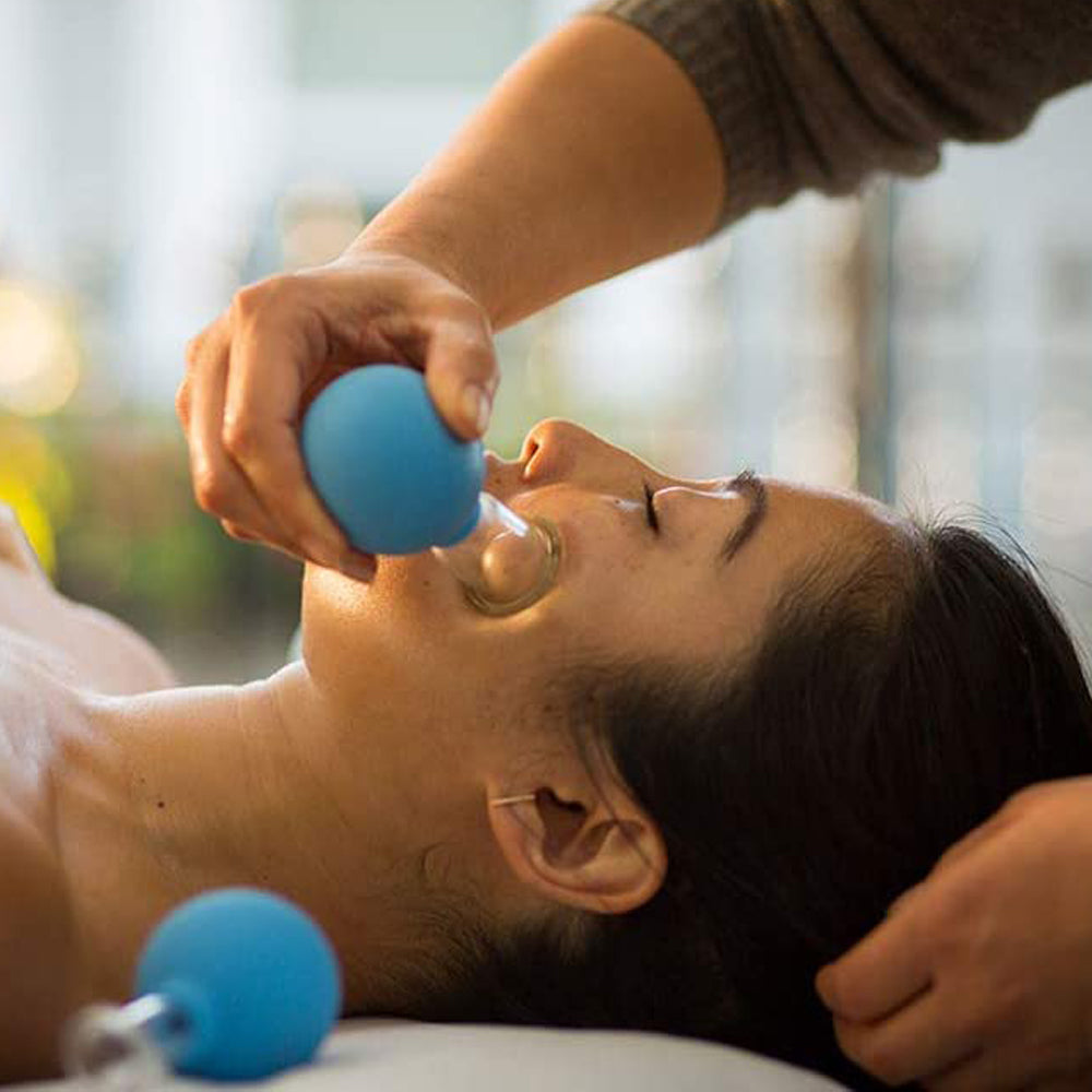 2X 4Pcs Facial and Body Cupping Therapy Set Blue Green