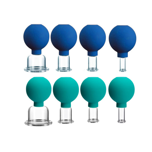 2X 4Pcs Facial and Body Cupping Therapy Set Blue Green
