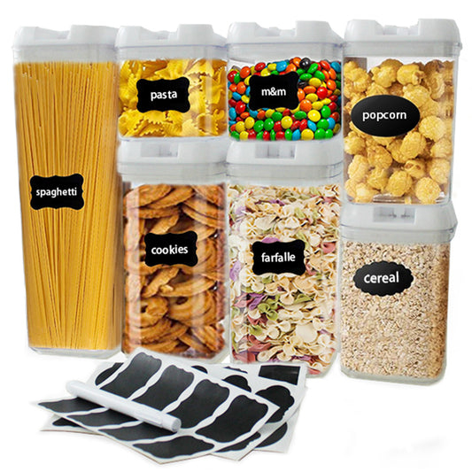 7Pcs Home Kitchen Airtight Food Storage Containers Set with Labels and Marker
