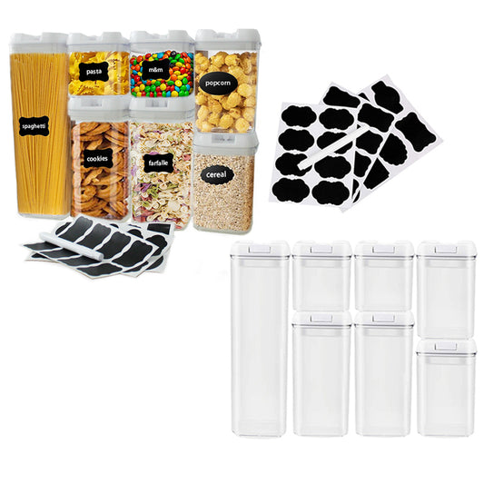 2X 7Pcs Home Kitchen Airtight Food Storage Containers Set with Labels and Marker