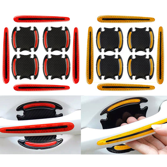 16Pcs Car Door Handle Reflective Sticker Car Decor Red Yellow