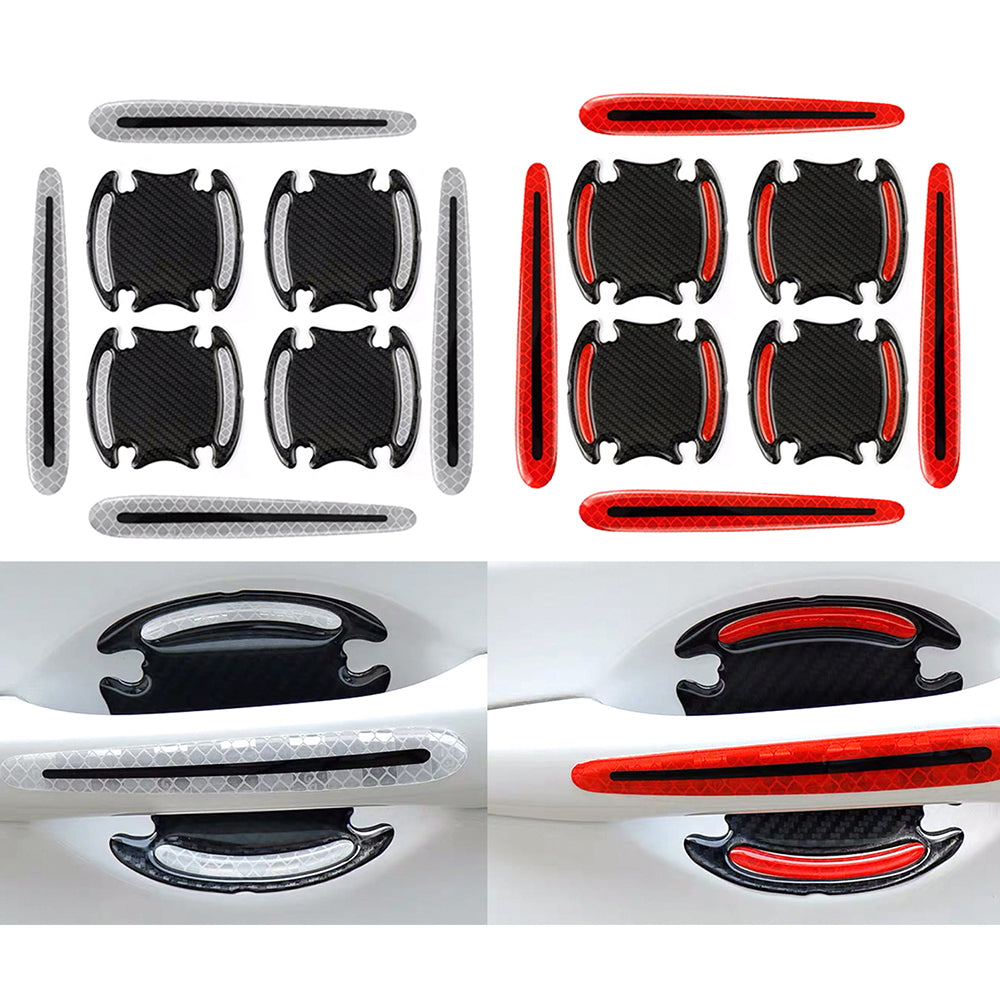 16Pcs Car Door Handle Reflective Sticker Car Decor Red White