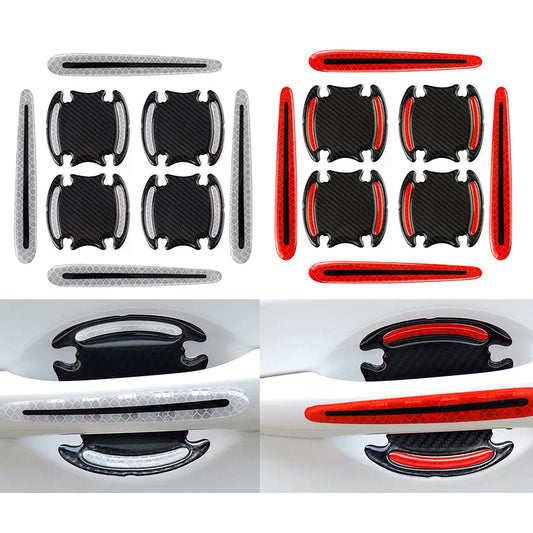16Pcs Car Door Handle Reflective Sticker Car Decor Red White