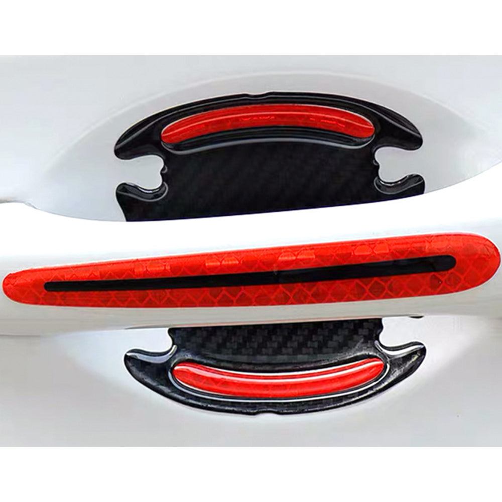 16Pcs Car Door Handle Reflective Sticker Car Decor Red White