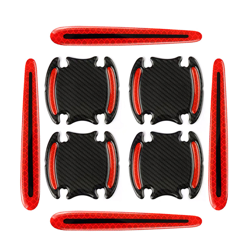 16Pcs Car Door Handle Reflective Sticker Car Decor Red White