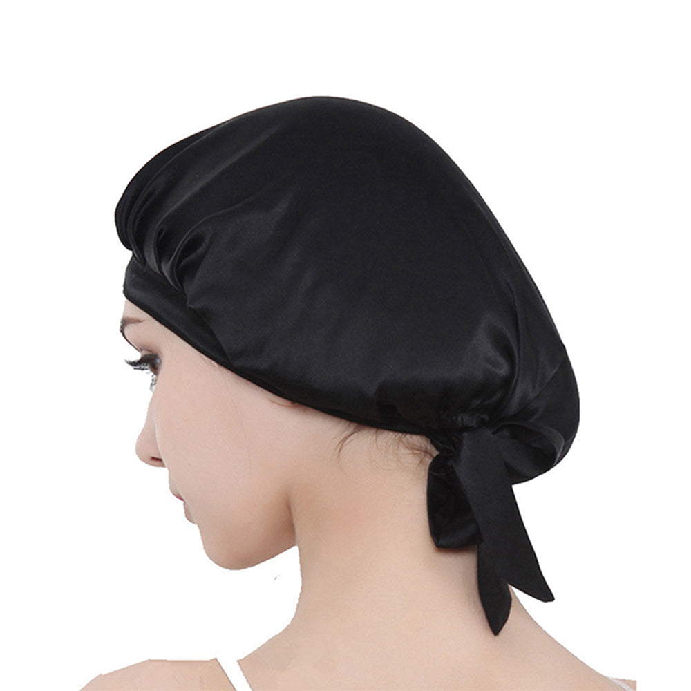 2 X Black and Pink Women's Mulberry Silk Turbans