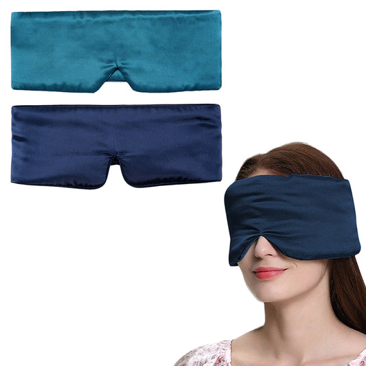 2 X Peacock Blue and Navy Mulberry Silk Eye Masks