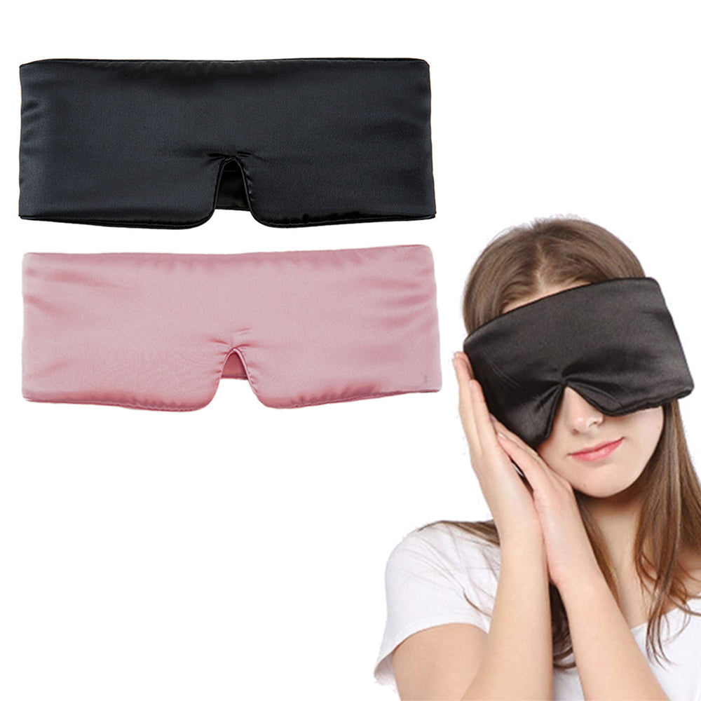 2 X Black and Pink Mulberry Silk Eye Masks