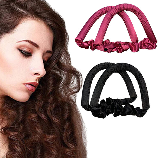 2 X Black Rose Red Heatless Hair Curl Ribbon Non Iron Lazy Hair Curling Tools