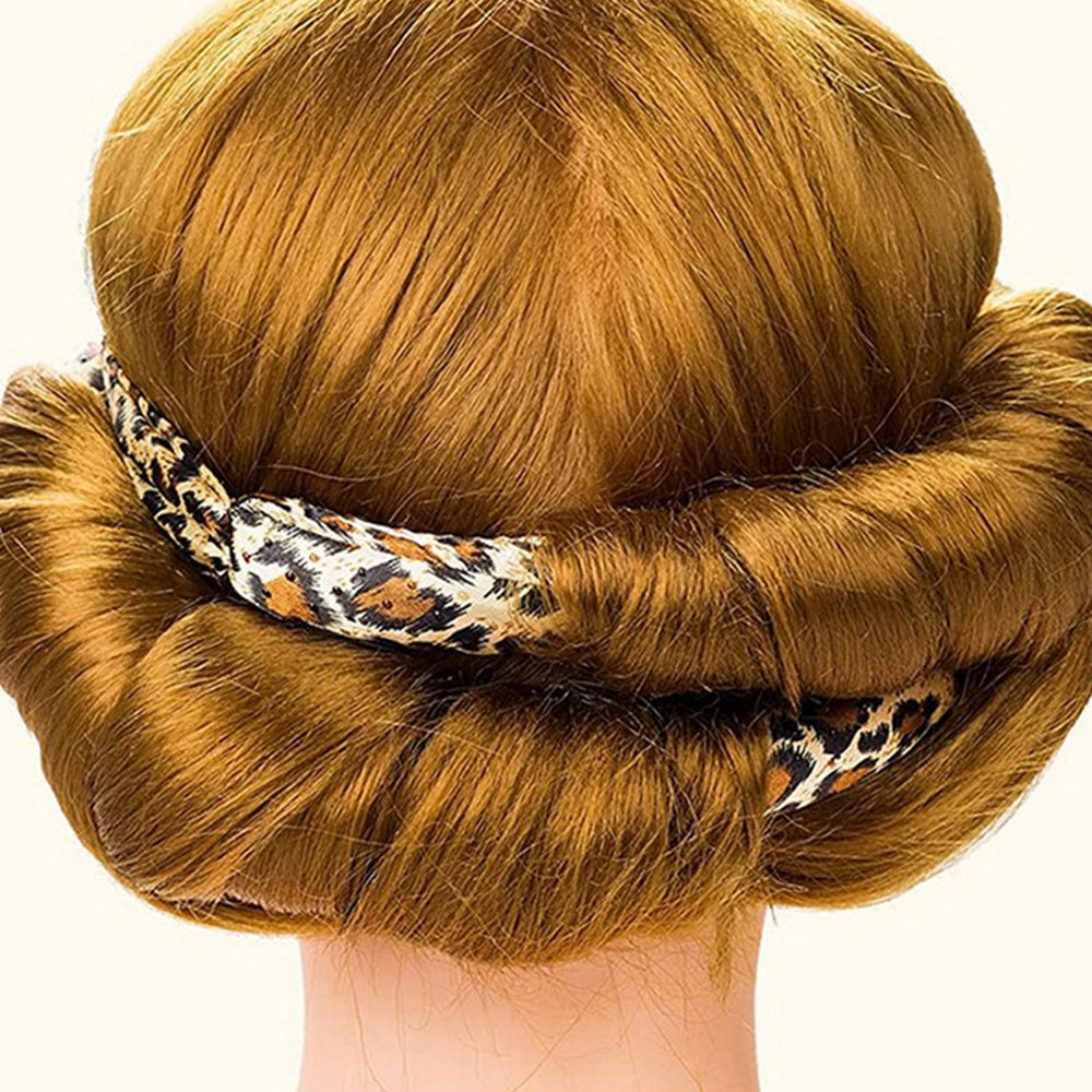 2 X Leopard Black Heatless Hair Curl Ribbon Non Iron Lazy Hair Curling Tools