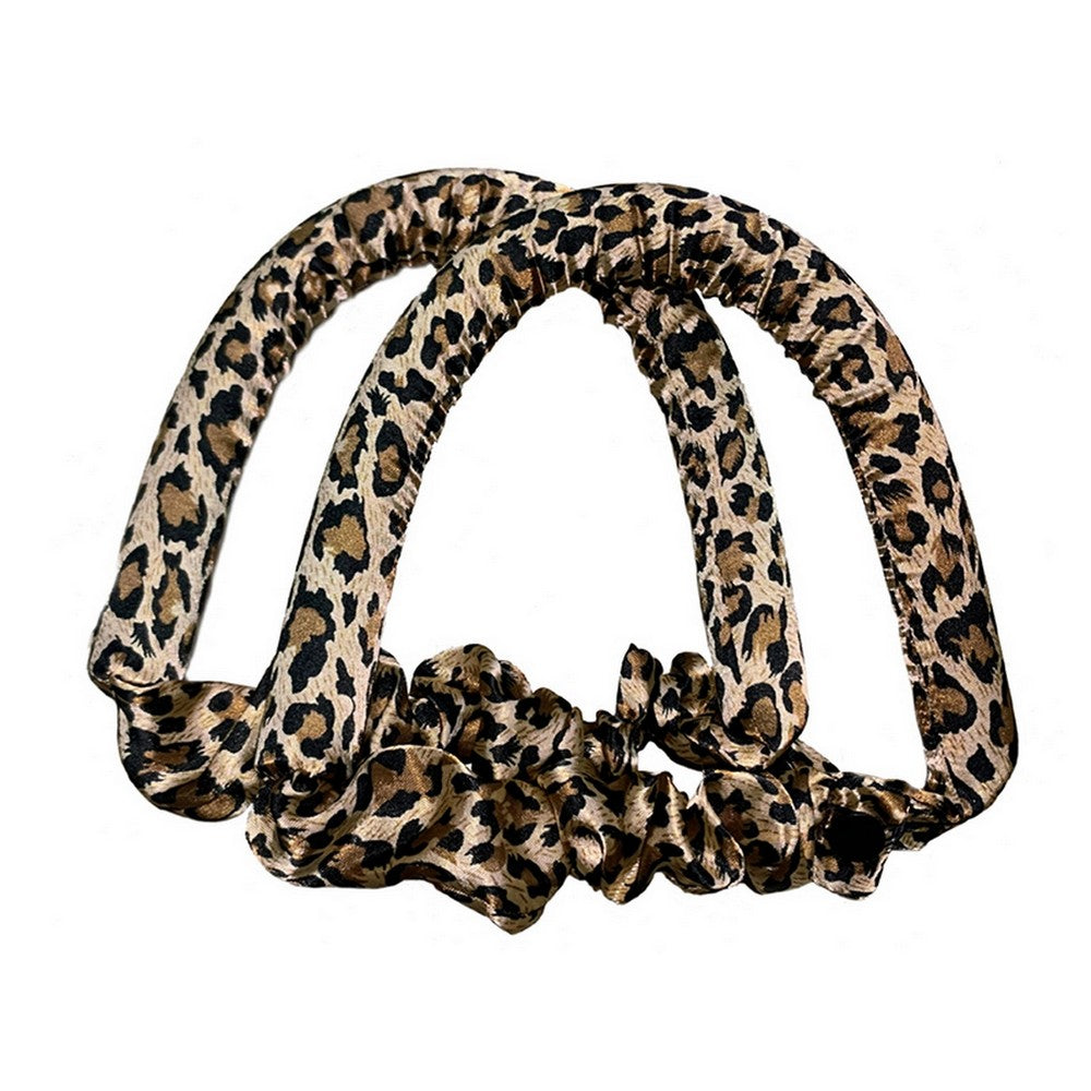2 X Leopard Black Heatless Hair Curl Ribbon Non Iron Lazy Hair Curling Tools