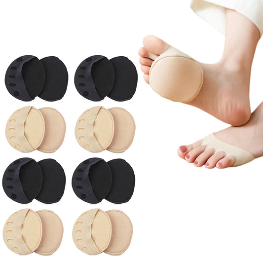 8 Pairs Black Nude Women's Metatarsal Cotton Pads Feet Mats