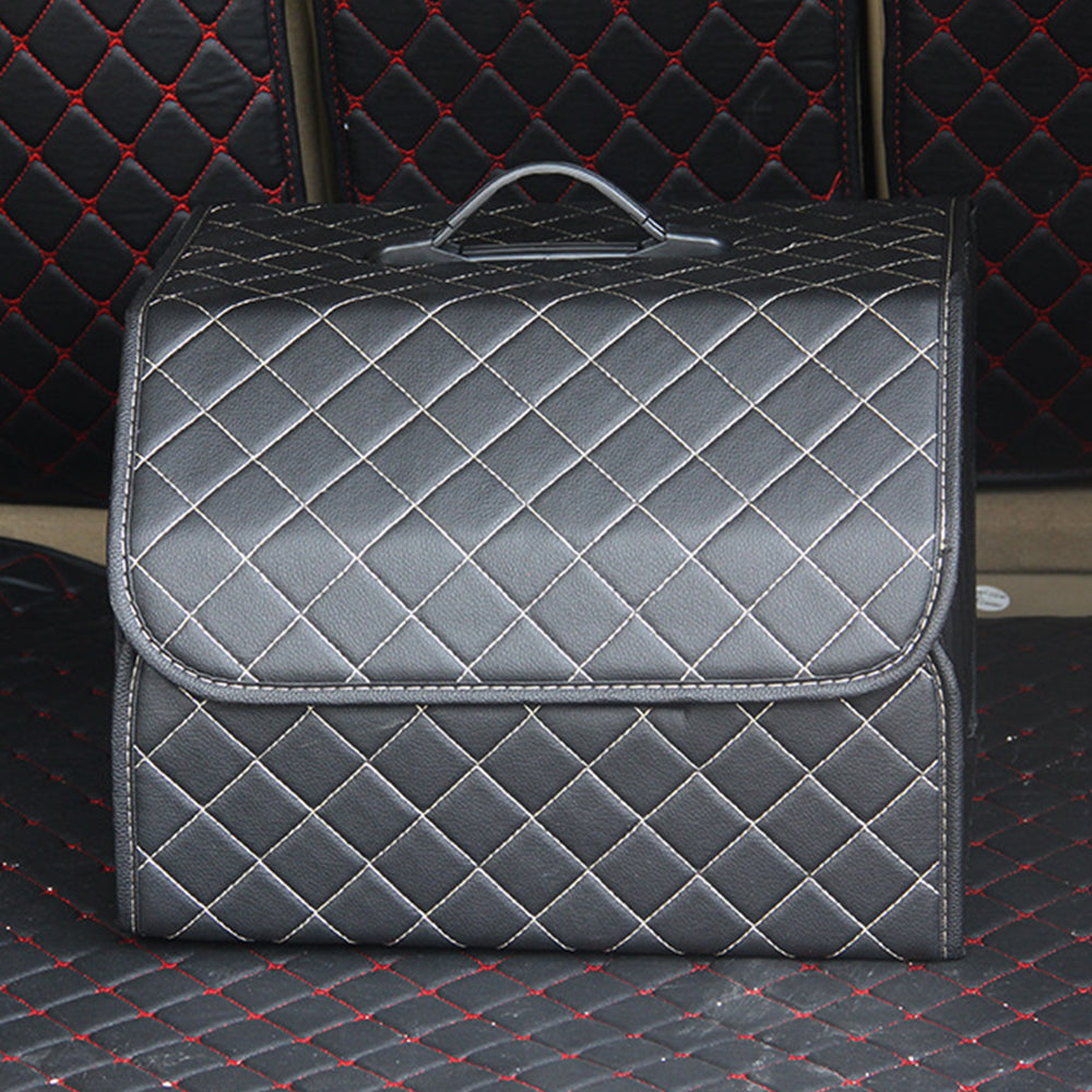 Medium Size Folding PU Leather Auto Car Trunk Organizer Storage Box Car Trunk Storage Case Black