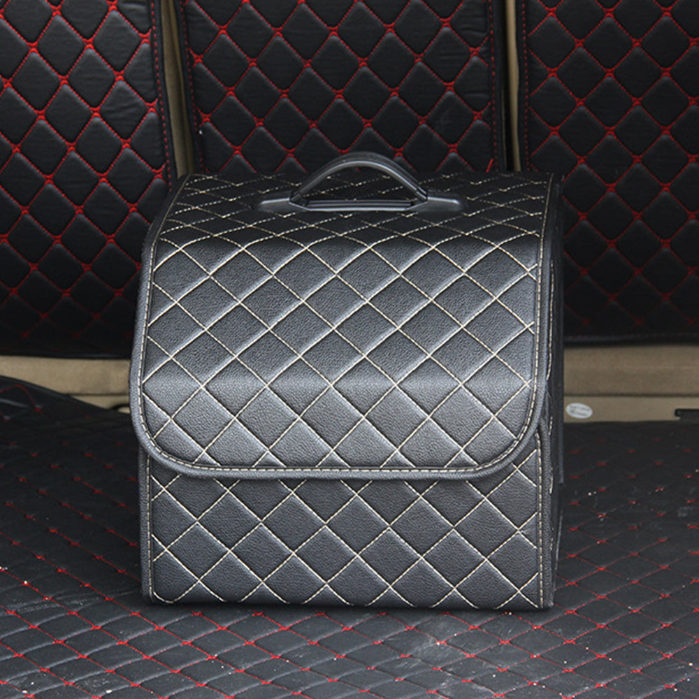 Small Size Folding PU Leather Auto Car Trunk Organizer Storage Box Car Trunk Storage Case Black