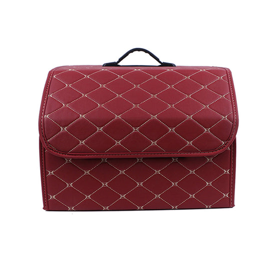Medium Size Folding PU Leather Auto Car Trunk Organizer Storage Box Car Trunk Storage Case Red