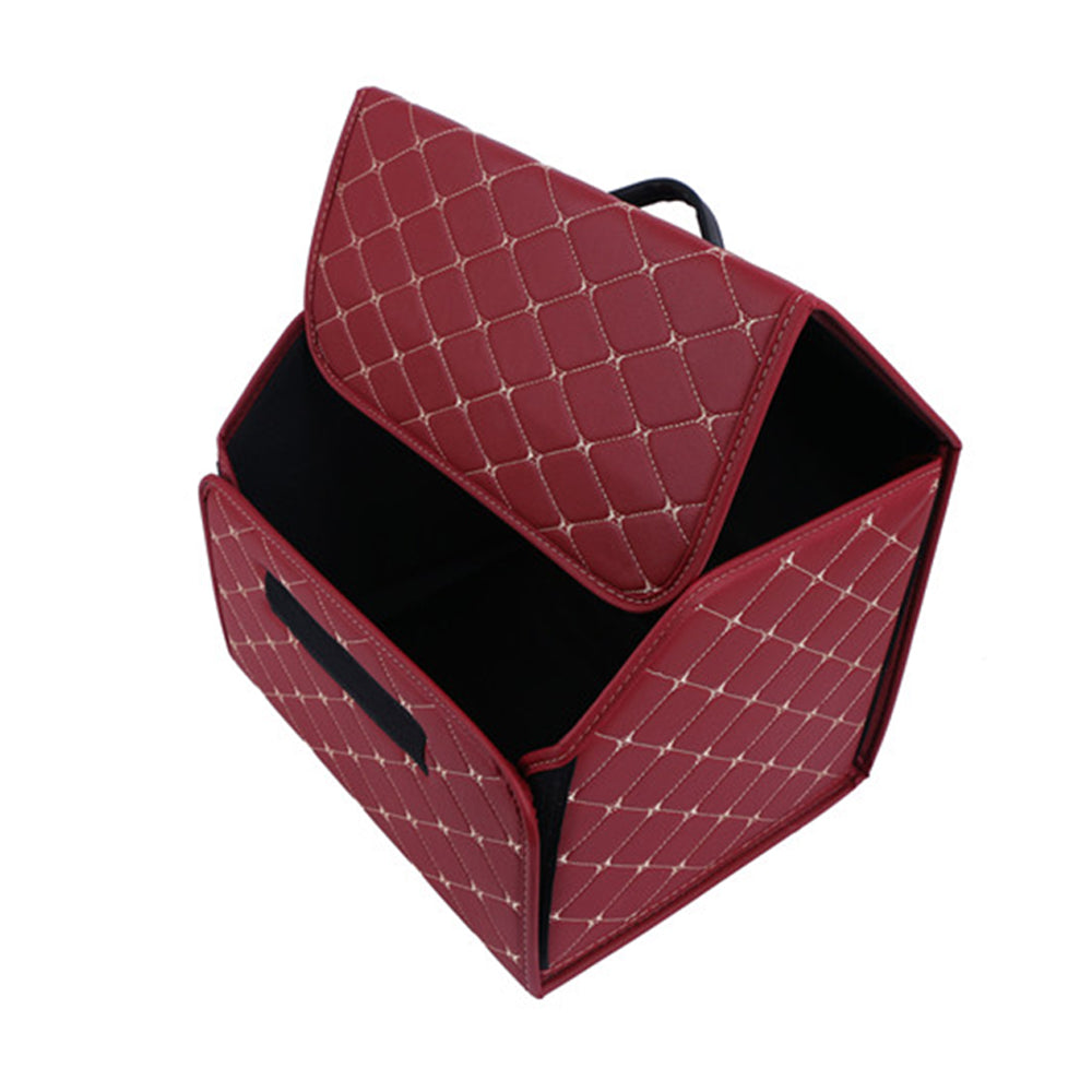 Small Size Folding PU Leather Auto Car Trunk Organizer Storage Box Car Trunk Storage Case Red