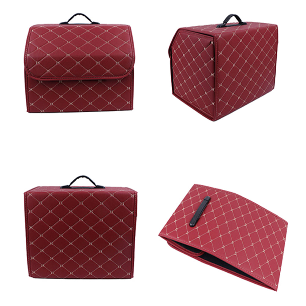 Small Size Folding PU Leather Auto Car Trunk Organizer Storage Box Car Trunk Storage Case Red