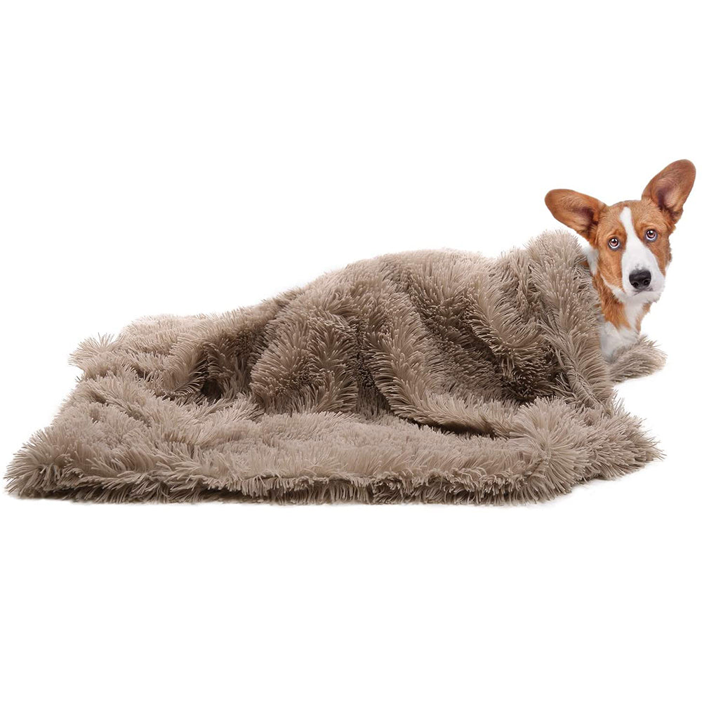 78 x 54cm Long Plush Pet Blanket Dog Cat Sleeping Bed Mat Cover Winter Warm Pet Blanket Khaki