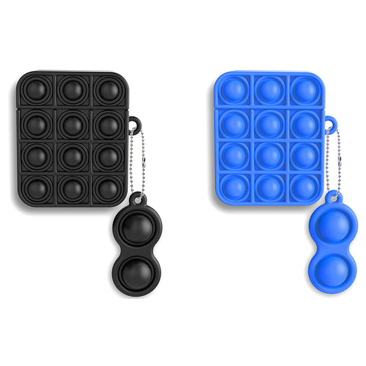 2 X Blue Black Push-Pop Fidget Protective Cases for Airpods Pro