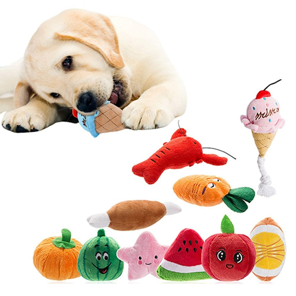 10Pcs Dog Squeaky Plush Toys Random Shapes and Colors