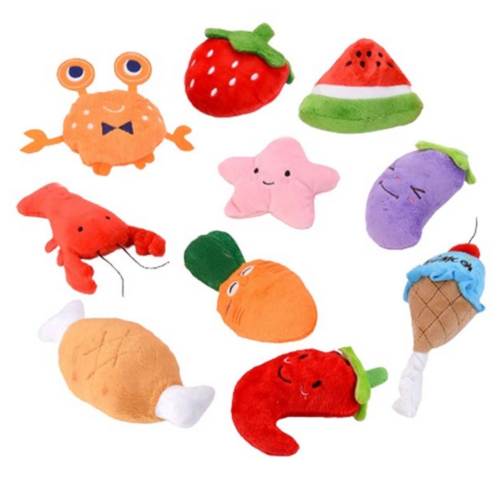 10Pcs Dog Squeaky Plush Toys Random Shapes and Colors