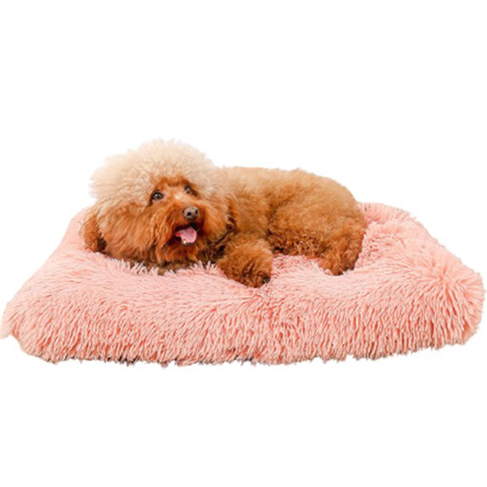 1 x M Pink Rectangle Long Plush Pet Bed Warm Plush Sleeping Mat for Dog Cat