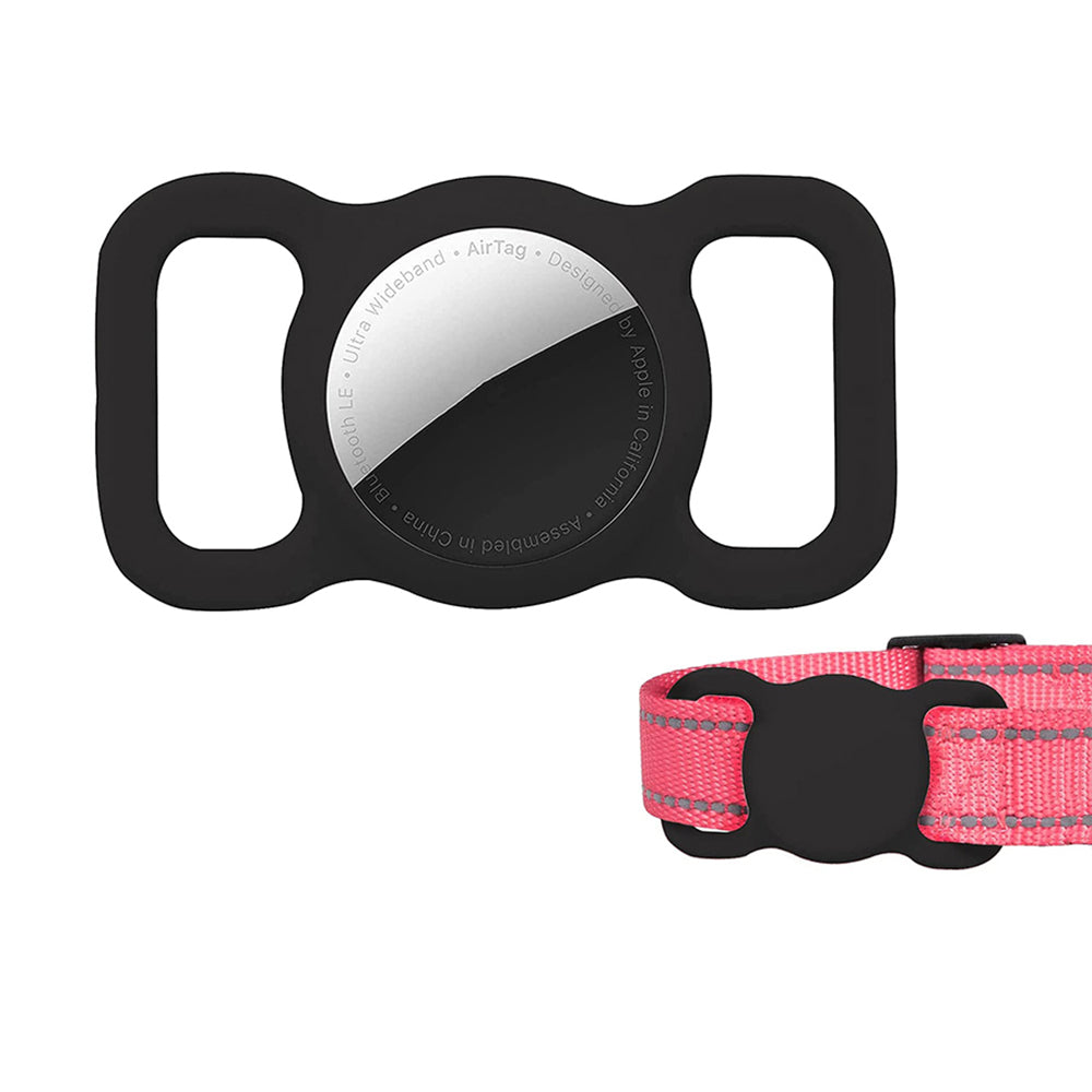 2 X Black Pink Silicone Protective Case for Apple Airtag Pet Collar Dog harness
