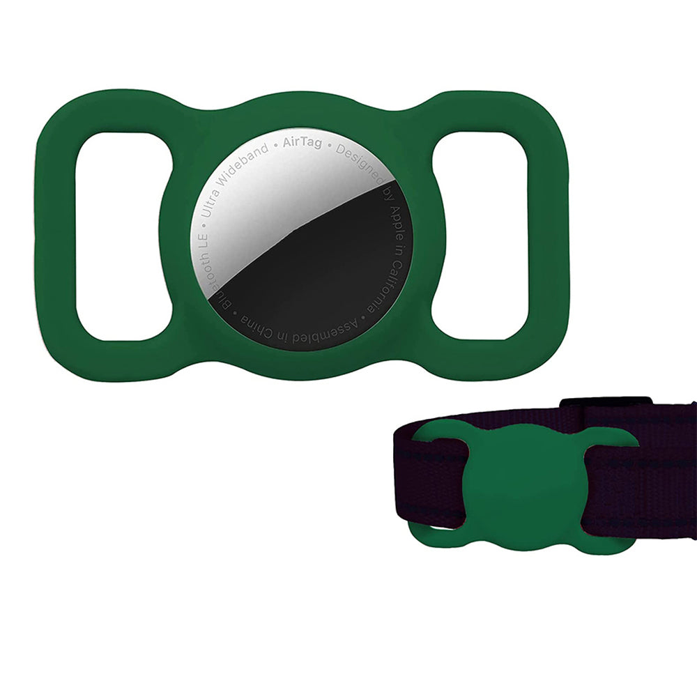 2 X Green Blue Silicone Protective Case for Apple Airtag Pet Collar Dog harness