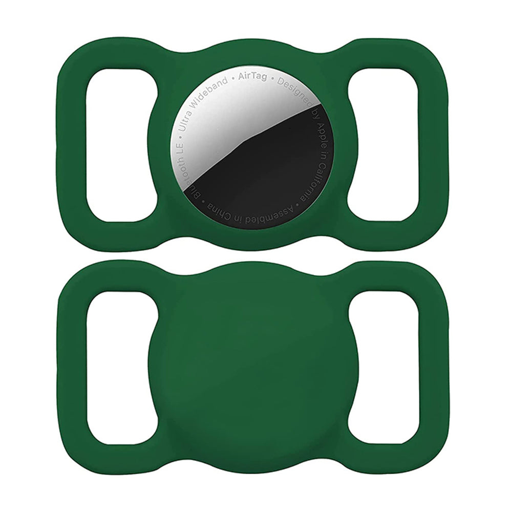 2 X Green Blue Silicone Protective Case for Apple Airtag Pet Collar Dog harness