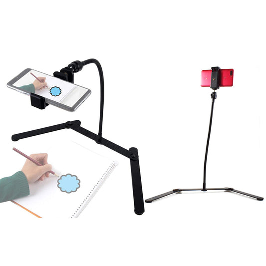 1 X Adjustable Tripod With Cellphone Holder Overhead Phone Mount