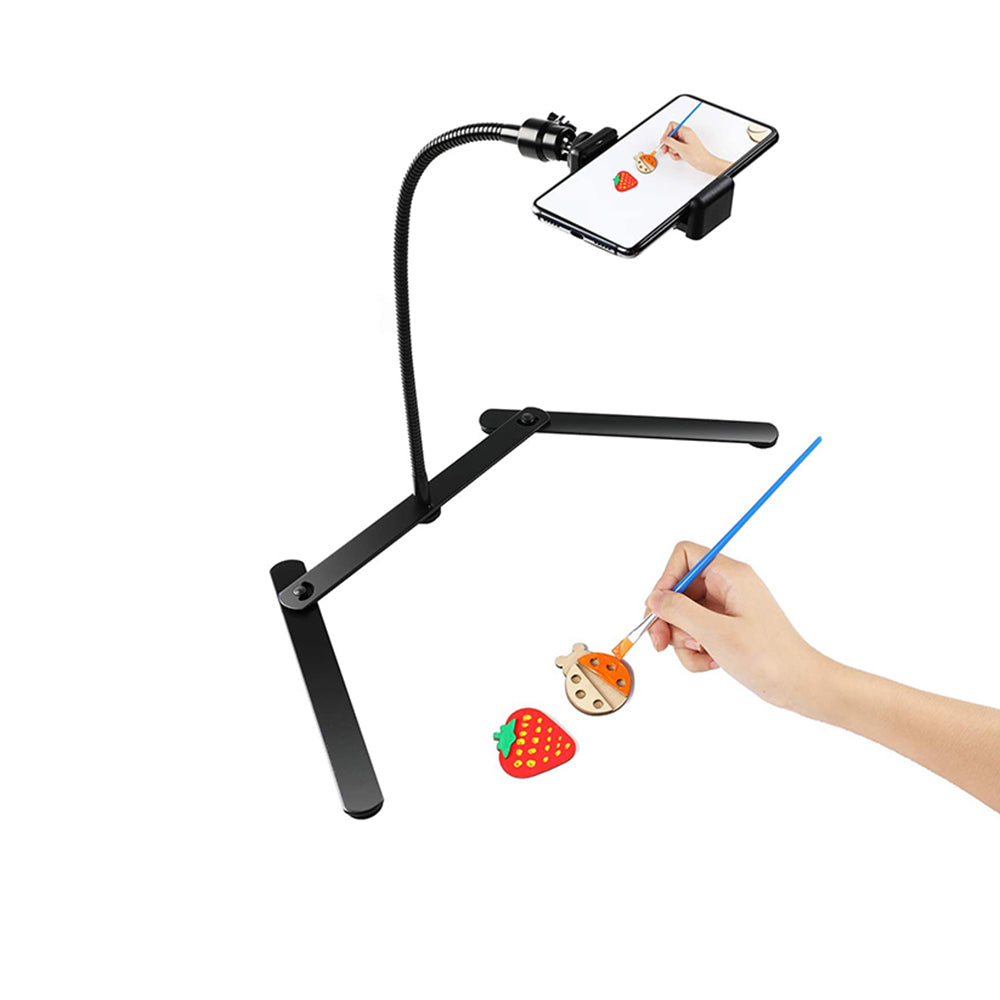 1 X Adjustable Tripod With Cellphone Holder Overhead Phone Mount
