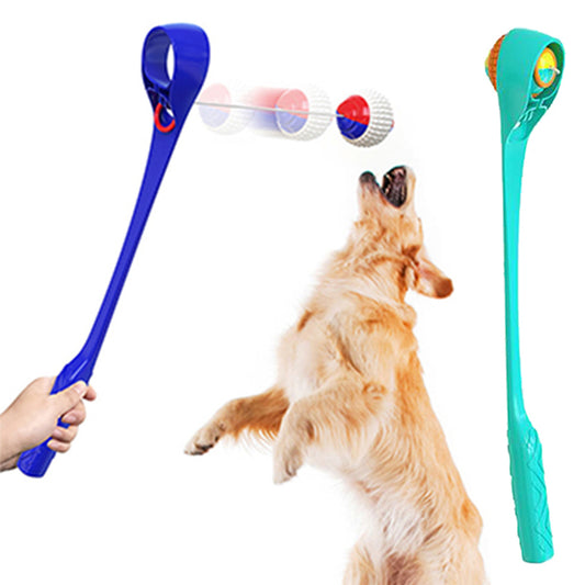 2 X Blue Cyan Pet Throw Ball Launcher Outdoor Dog Ball Toys