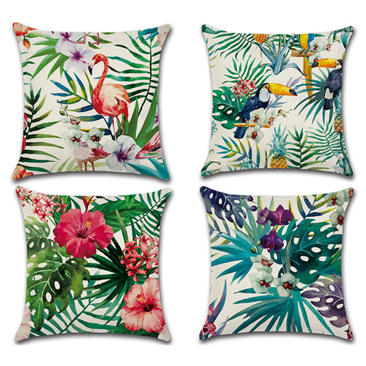 4Pcs Flower Theme Square Pillow Cases Cushion Covers Home Decorations