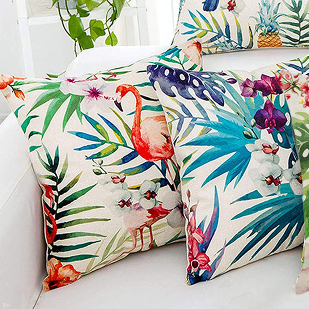 4Pcs Flower Theme Square Pillow Cases Cushion Covers Home Decorations