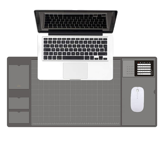 Grey Office Mouse Mat with Waterproof PVC Cover and Visible Pocket for Card