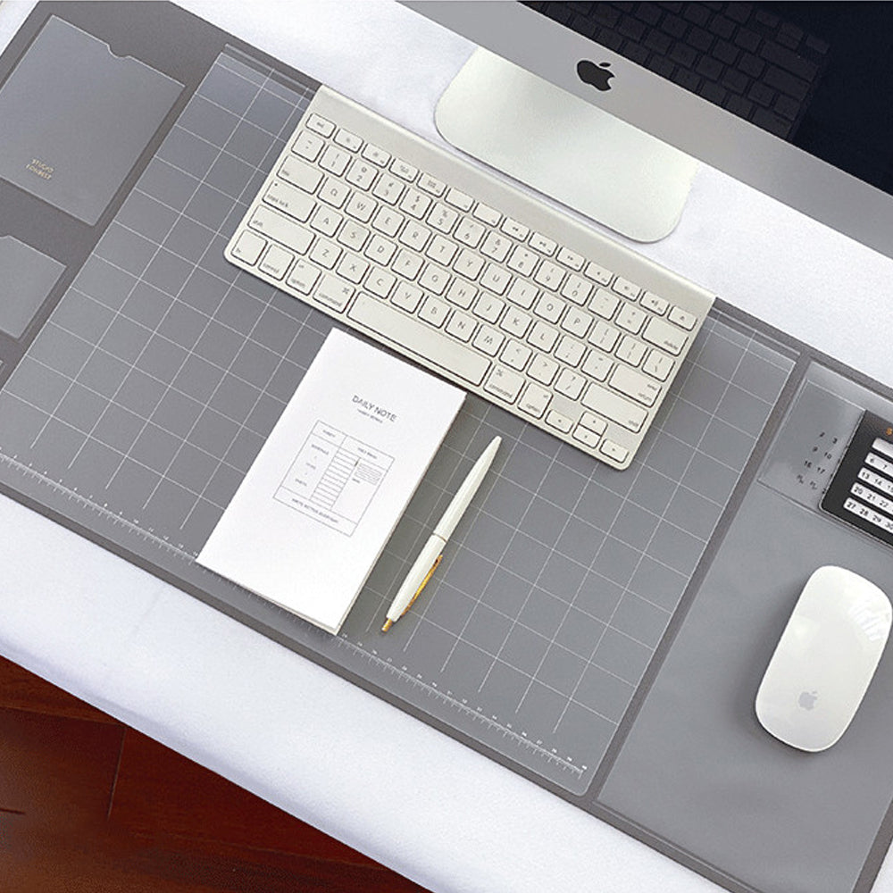 Grey Office Mouse Mat with Waterproof PVC Cover and Visible Pocket for Card