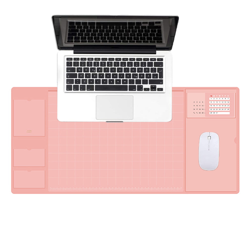 Pink Office Mouse Mat with Waterproof PVC Cover and Visible Pocket for Card