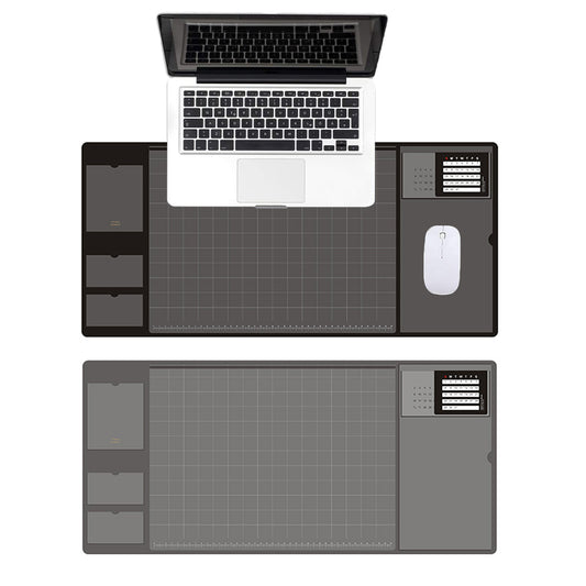 2X Black Grey Office Mouse Mat with Waterproof PVC Cover Visible Pocket for Card