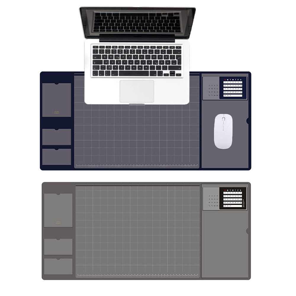 2 X Blue Grey Office Mouse Mat with Waterproof PVC Cover Visible Pocket for Card