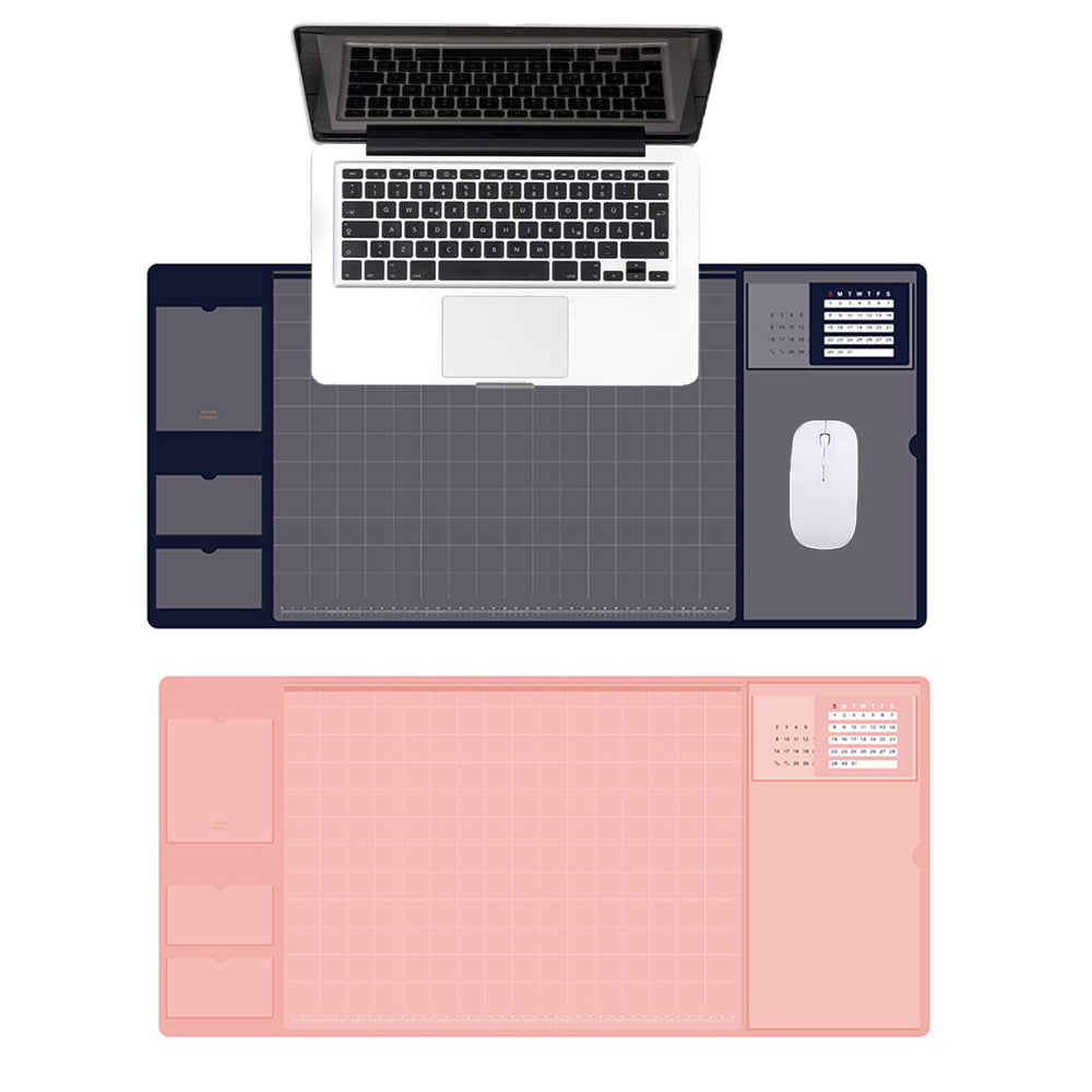 2 X Blue Pink Office Mouse Mat with Waterproof PVC Cover Visible Pocket for Card