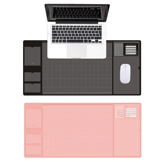 2X Black Pink Office Mouse Mat with Waterproof PVC Cover Visible Pocket for Card