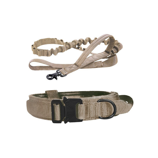 1 X M Khaki Tactical Dog Collar and Leads Set