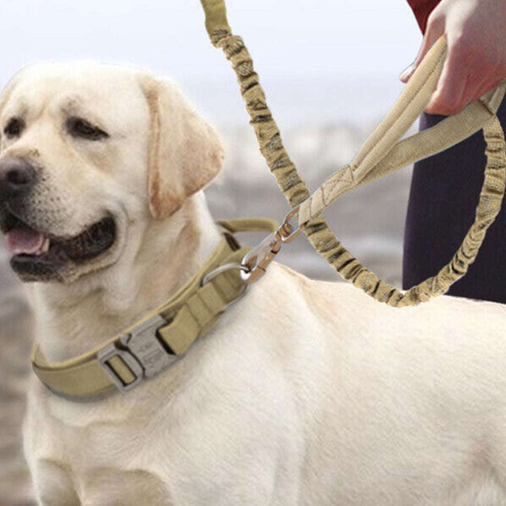 2 X XL Khaki Camouflage Tactical Dog Collar and Leash Sets